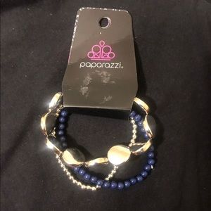 NEW 3 Piece Stretch Blue and Silver Tone Paparazzi Bracelet